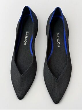 Rothy's The Point Pointed Toe Slip On Ballet Flats Women’s Knit Shoes Sz 9 Black